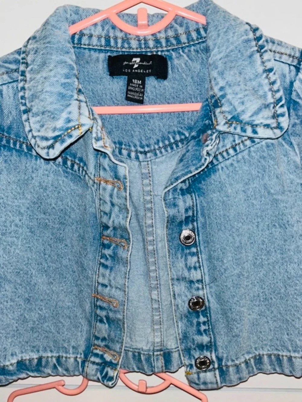 7 For All Mankind Light Blue Denim Cropped Jacket